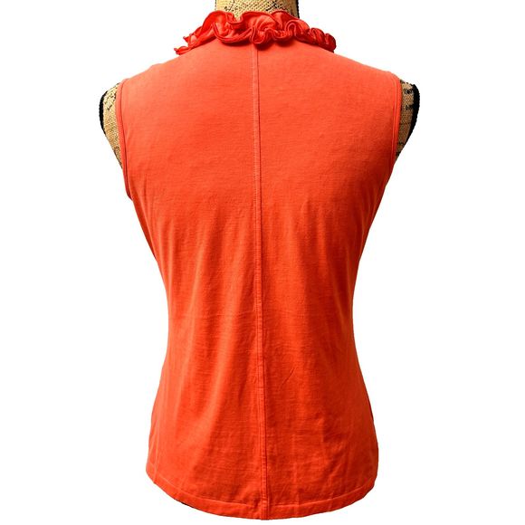 New Gran Sasso Coral Sleeveless 100% Cotton Ruffle Top SZ 8 Made in Italy - Picture 3 of 9